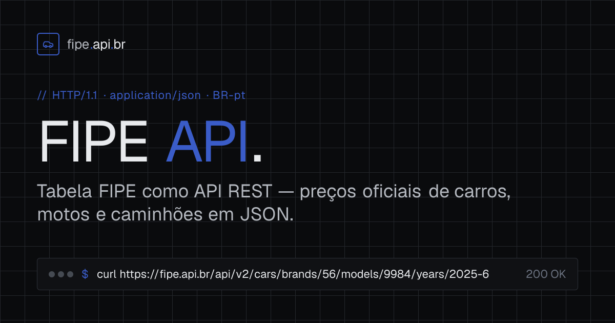 FIPE API - Tabela FIPE em JSON via REST | Dados Oficiais